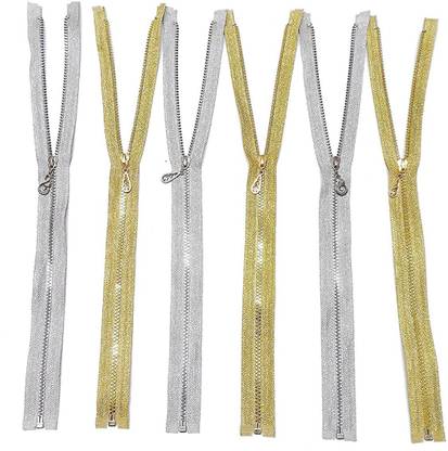 Trendz Handpicked Long Fancy Zips with Stone Studded Zip Pulls Multicolor Nickel Two Way Closed-ended Zipper