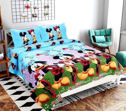 trazz Microfiber King Flat 144 TC Cartoon Bedsheet