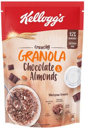 Kellogg's Crunchy Granola Chocolate & Almonds ,Multigrain Flakes, 450g Pouch