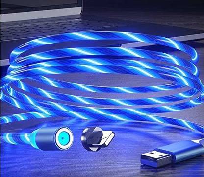 SSN Global USB Type C Cable 1 m 3in1 LED Magnetic Fast Charging Cable Quick Connect Data-Transmission S6