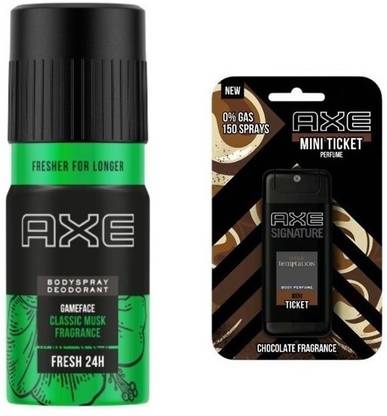 AXE 1 GAMEFACE DEODORANT 150ML AND 1 DARK TEMPTATION TICKET PERFUME 10ML Body Spray  -  For Men