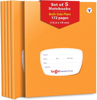 Target Publications Both Side Blank Notebooks for Kids, School & Office | 15.5 x 19 cm | Pack of 5 Regular Notebook Both Sides Blank 860 Pages
