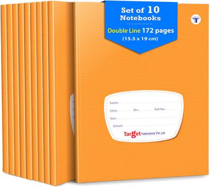Target Publications Double Line Notebooks for Kids, School & Office | 15.5 cm x 19 cm | Pack of 10 Regular Notebook Double Line 1720 Pages