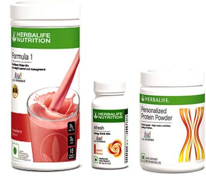 Herbalife Nutrition FORMULA 1SHAKE STRAWBERRY &PROTIEN POWDER 200 G AFRESH ENERGY DRINK PEACH Protein Shake