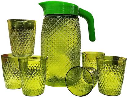 Finner Green Jug with 6 Pieces Glasses Set