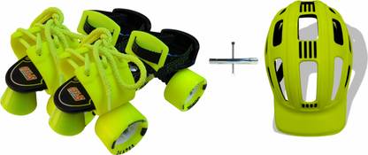 Jaspo Road Razor Dual Adjustable Senior Roller Skates Combo Suitable for Age Group 6 to 14 Years Skating Kit