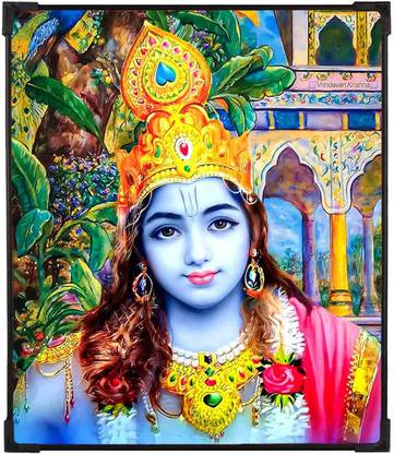 FURNATO Home Decor | UV Coated MDF Shree Krishna Picture Painting Digital Reprint 7 inch x 6 inch Painting