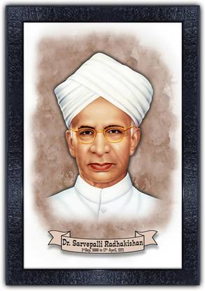 Poster N Frames Dr. Sarvepalli Radhakrishnan with Wooden Synthetic Frame p-146 Digital Reprint 19 inch x 13.5 inch Painting