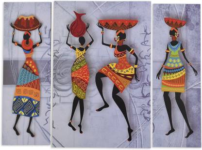 BIZIM Tribal wall painting UV textured 3D self adhesive Digital Reprint 18 inch x 24 inch Painting