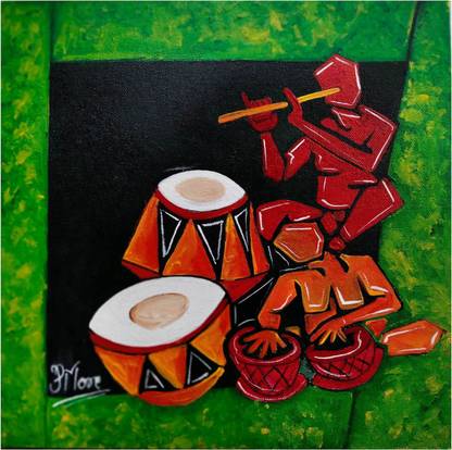 p more art MUSICIAN : TABLA VADAK Canvas 12 inch x 12 inch Painting