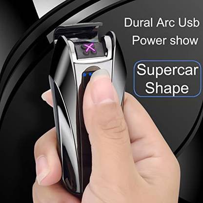 jstbuy Dual Arc Lighter USB Plasma Electronic Rechargeable Windproof Touch Switch Pocket Lighter