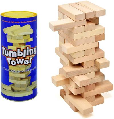 Bazaar Gali Block Balancing Game with Round Box for Kids and Adults (54Pcs)