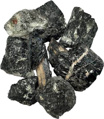 9dzine Black Tourmaline Raw Rough Stone 250 Gm,Tourmaline Raw Crystal Stone for Vastu Polished Asymmetrical Crystal Stone