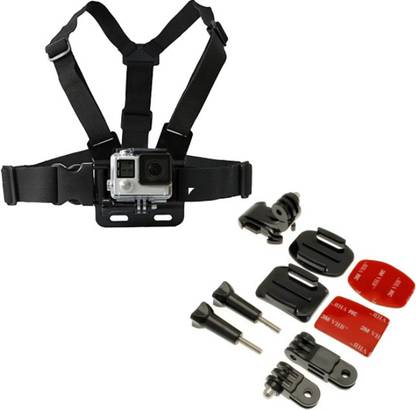 quikprof Helmet mountkit and GoPro Adjustable Chest Strap Mount Body Belt (Combo) Strap
