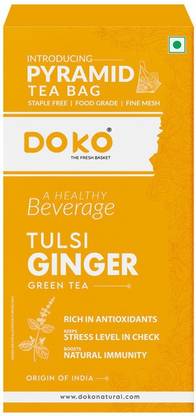 DOKO Natural Tulsi Ginger | Blended with Spices and Herbs | Crafted by Tea Masters | Tulsi, Ginger Green Tea Box
