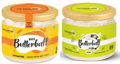 Good Cow Dairy UNSALTED WHITE BUTTER BALL 250 GMS & GARLIC BUTTER BALL 250 GMS Buttermilk
