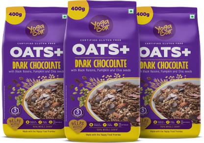 Yogabar High Protein Dark Chocolate Oatmeal 400g Pack of 3 Pouch  (3 x 0.4 kg)