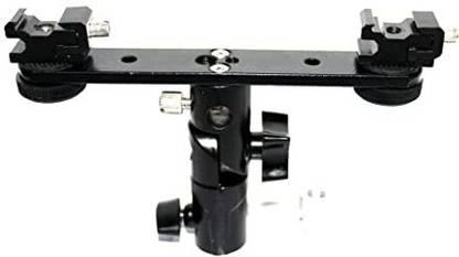 SHOPEE E Type Adjustable Double Flash Bracket Dual Hot Shoe Speedlight Umbrella Holder Flash Shoe Adapter