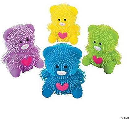 ExaltedCollection Flashing Puffer Cute Bear Squidgy Sensory Activity and Play Ball Toy Puffer Ball Gag Toy