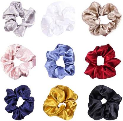 SUKHENA 9 Pcs Soft Silk Elastic Hair Band Set For Women Rubber Band