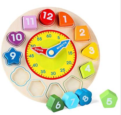 Al Murg WOODEN LOGARITHMIC CLOCK, Number sorting Blocks, Learning aid,Teaching Time