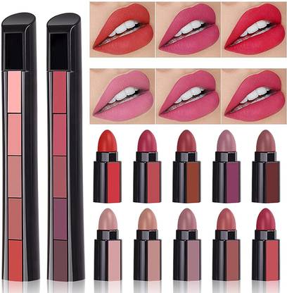 Lusty soul 5 in 1 Matte Finish + Nude Color 5 In 1 Lipstick (Combo) Set of 2 Lipstick