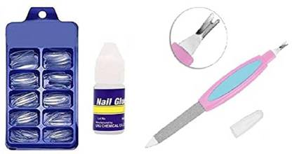 mapperz Fake Nails With Glue Kit/ Artificial Nails Set Acrylic Fake with File Tool