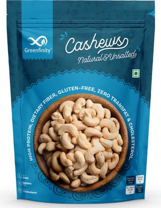 Greenfinity Natural & Unsalted Cashew | Non GMO | Gluten Free | Zero Transfat & Cholesterol Cashews