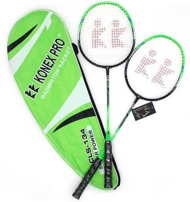 Konex JOINTLESS Pair Badminton Racket with Cover- 1 Set of Two Rackets Green Strung Badminton Racquet