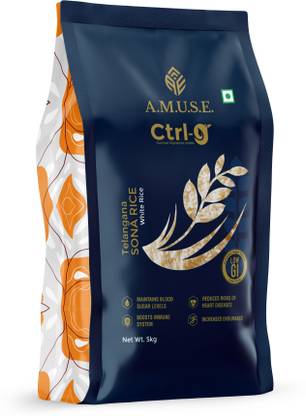 A.M.U.S.E. Low Gi Rice, Diabetic Friendly Sona Masoori Rice (Full Grain, Polished)