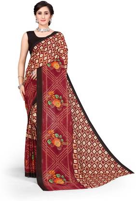 Floral Print, Geometric Print Bollywood Georgette Saree
