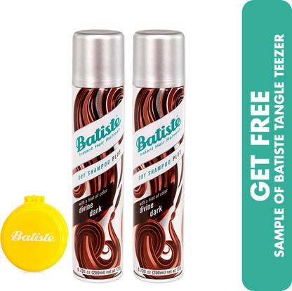 Batiste Dry Shampoo Plus With A Hint Of Colour Divine Dark ,Pack of 2
