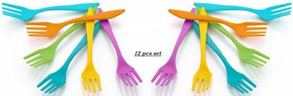 sudani 12 pcs of set fork spoon for fast food eating and also use for fruits eating Disposable Plastic Salad Spoon, Dessert Spoon Set