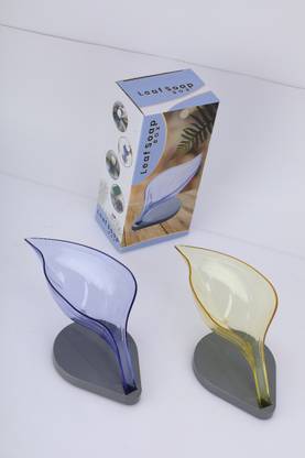 LOOKCHA Leaf Soap Box Self Draining Bathroom Soap Holder with Draining Tray (2 Packs)
