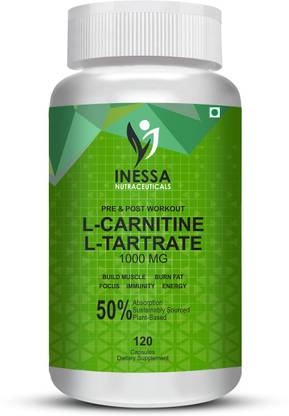 Inessa Nutraceuticals L-Carnitine L-Tartrate 1000mg Support Build Muscle | Burn Fat | Focus | Energy