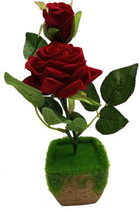NANCY Red Rose Artificial Flower  with Pot