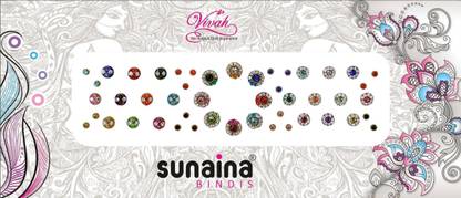 SUNAINA VIVAH COLLECTION ROUND FOREHEAD Multicolor Bindis  (Fancy Design)