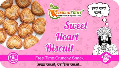 Seasonal Kart Heart Biscuits Sweet Heart Shaped Biscuits Crunchy Daily Tea Time and Delicious Assorted Biscuit