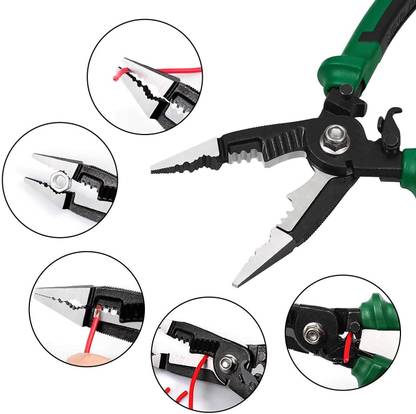 uptodatetools 5-In-1 Electrical Pliers Heavy Duty Wire Cutter and Wire Stripper Tool 8 Inches Multi-functional Long Nose Plier Maintenance Tools Wire Cutter