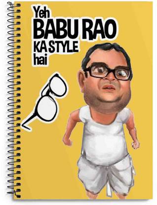 StarCandy Hera Pheri Ye Babu Rao Ka Style Hai Spiral Bind Diary A5 Notebook Ruled 180 Pages