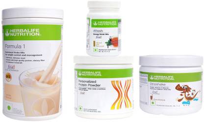 HERBALIFE FORMULA1VANILLA +FRESH PEACH+ DINOSHAKE CHOCOLATE PROTIEN POWDER 200G + A Nutrition Drink