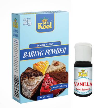 Mr.Kool Liquid food essence Vanilla 20ml Vanilla Liquid Food Essence (20 ml) and Premium Double Action Baking Powder 100 gm Baking Powder (100 g) Combo
