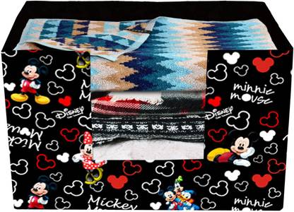 Heart Home Storage Box Disney Mickey Mouse Print Non-Woven Saree Stacker With Handle (Black) HS43HEARTH026374
