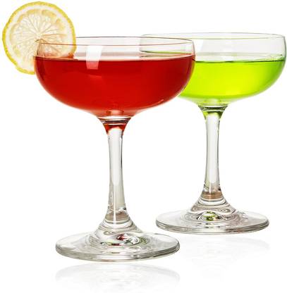 GOLDFINCH (Pack of 6) Champagne Glasses Coupe Saucer Set of 6, 210 ml - Clear. Glass Set Champagne Glass