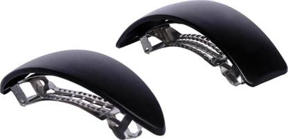 AccessHer Set of 2 Matte Black Handcrafted Designer French Barrettes Hair Clip