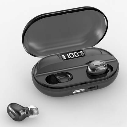 T-2_TWS 1500 mAh Power Bank Bluetooth Headset (Black, True Wireless) Bluetooth without Mic Headset
