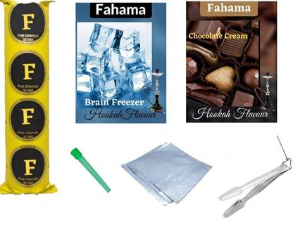 FAHAMA MAGIC COIL CHOCOLATE CREAM BRAIN FREEZER FLAVOR CHIMTA FOIL MOUTH TIP COMBO CHOCOLATE CREAM, BRAIN FREEZER Hookah Flavor