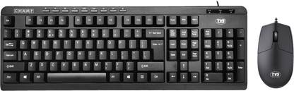Tvs Electronics Champ - Executive Multimedia Combo Wired USB Standard Multi-device Keyboard Compatible with Desktop, Laptop, Mac