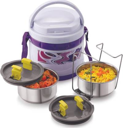 Magnus Pride 2 Deluxe Insulated Lunch Box for Office 2 Containers Stainless Steel, Plastic Office Lunch Box