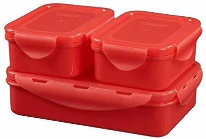 IKEA Light Weight Plastic Lunch Boxes for Office School Set of 3 Red 3 Containers Plastic Office Lunch Box